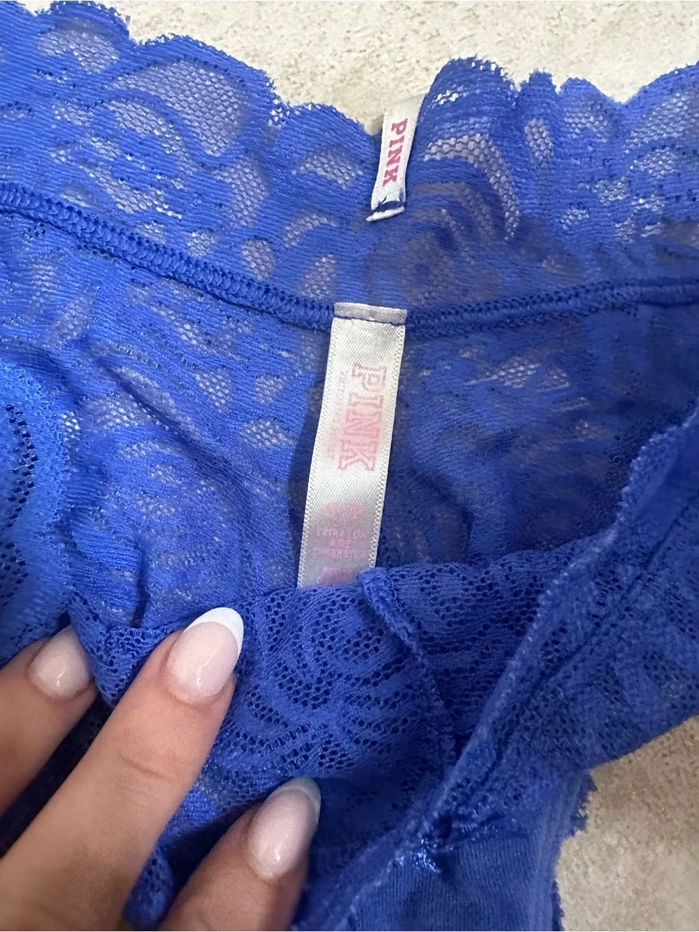 Lace Thong in Royal Blue
